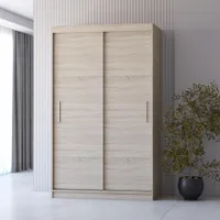 Schwebetürenschrank Kleiderschrank Neomi 04, Sonoma/Sonoma, 2-türig, 120 cm.