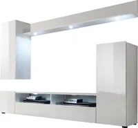 trendteam Wohnen Wohnwand Dos Weiß/Weiß Hochglanz 208 x 165 x 33 cm