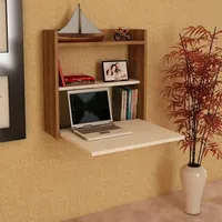 Schreibtisch Weiß - Walnuss Laptop (B/H/T) 60cm / 60cm / 19,6cm ""