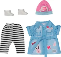 ZAPF Creation BABY born&#194 &#174  Deluxe Jeans Kleid 43cm, Puppenzubeh&#195 &#182 r (mit Hemdkleid, Leggings, M&#195 &#188 tze und Schuhen)