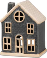 Windlicht Haus H. 16cm weiß grau aus Porzellan Formano W24
