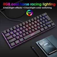 Gk61 Mechanische Gaming-Tastatur RGB leuchtende LED-Hintergrundbeleuchtung kabelgebunden programmierbar, PC/Mac-Gamer