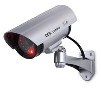 Dummy Kamera Attrappe Alarm mit LED Blinklicht Fake Überwachung Überwachungskamera Innen und Außen Alarmanlage Sicherheitskamera Silber Retoo