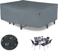 Abdeckung Gartenmöbel, Schutzhülle Gartenmöbel Rechteckig Möbelsets Sitzgarnituren, Gartentische Abdeckplane, wasserdichtes, Atmungsaktives,160×150×H85 cm, Grau