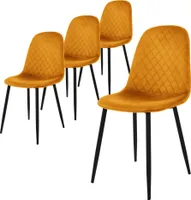 ML-Design 4er Set Esszimmerstuhl mit Rückenlehne, Senf, aus Samt