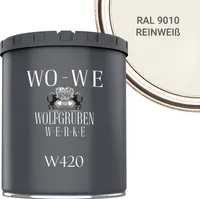 Holzfarbe Holzlack Holzanstrich Holzbeschichtung W420 - Reinweiß RAL 9010 - 750ml