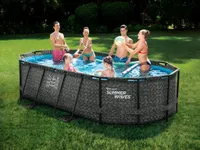 Aufstellpool oval mit Patronenfilterpumpe -  424 x 250 x 100 cm - dunkelgrau - SALAMANQUE