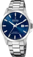 Festina Herren-Uhr Swiss Made Blau Quarz Edelstahl-Armband F20024/3