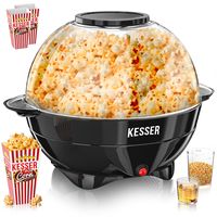 KESSER® Popcornmaschine: 800W Popcornmaker - 5,5l großer Inhalt, Antihaftbeschichtung, Deckel & Servierschale, für Öl/Butter/Zucker, Stille & Schnelle, abnehmbare Heizfläche, inkl. Popcornbecher