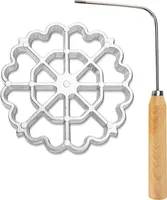 winterbeauy 2er set Waffelbäckerei,Roseneisen Rosetteneisen Tauchform Waffelförmchen,mit Griff für Dessert, Kekse, Waffelbackzubehör