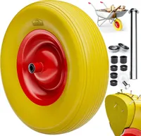 GARDEBRUK® Schubkarrenrad PolyurethanVollgummi pannensicher 4.80/4.00-8 Ø390mm Stahlfelge 200kg Achse Rillenprofil Ersatzrad Reifen Vollgummireifen Gelb