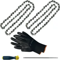 Kettensäge Zubehör - 2x Sägekette 40cm Ersatzkette + Feilenheft mit Feile 4mm