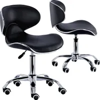 Kosmetikhocker mit Rückenlehne schwarz gebogener Friseurhocker
