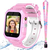 (Rosa) T32 4G Smartwatch für Kinder, Telefonuhr mit Kamera, Anrufannahme, Schrittzähler, SOS, GPS-Smartwatch