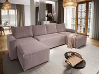 Masseno Ecksofa ASPRA mit Schlaffunktion U-Form, Sofa mit Bettkasten, Wohnzimmersofa, Couch, Soffa, Bettsofa, Couchgarnitur- Lila, POSO 130