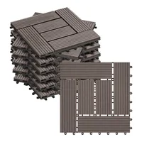 WOLTU 22er Set WPC terasové dlaždice vzhľad dreva Káva, protišmyková a odolná voči poveternostným vplyvom, s klik systémom, 30x30 cm s drenážou (2 m²)