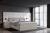 Boxspringbett 140 x 200 cm mit Bettkasten, Matratzen und Topper, Bonell-Matratzen H3, Beige Aosta