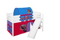 Spielbett JELLE 90 x 190 cm Spiderman - Hochbett LILOKIDS - Weiß - mit schräger Rutsche und Vorhang