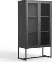 Milton & Oldbrook Vitrinenschrank Athens Schwarz 80 x 40 x 150 cm