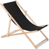 Liegestuhl aus Buchholz ohne Armlehne  Sonnenliege Gartenliege 110kg schwarz