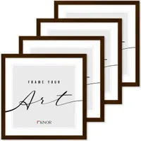 🖼️KNOR®️ Bilderrahmen 30x30 cm Braun, 4er Set Posterrahmen, Bilderrahmen, Fotorahmen, bruchsicheres Acrylglas, Picture Frame 30x30, zum Aufhängen & Aufstellen 🎨Isabella Kollektion