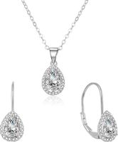 Třpytivá stříbrná souprava šperků se zirkony AGSET194R (náhrdelník, náušnice)