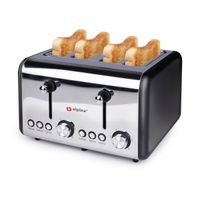 alpina Toaster - 4 Scheiben Brot - 230V/1500W - 6 Bräunungsstufen - Auftauen - Aufwärmen - Toaster - Silber