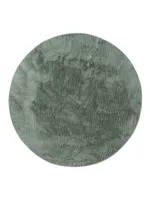 Kožešinový koberec Furry Green ø 160 cm kulatý Obývací pokoj Neklouzavý Omyvatelný Vysoký vlas Benuta Fluffy Plush Shaggy Soft