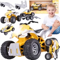 Malplay Fahrzeuge Set Spielzueg 2 Quad mit Anhänger 2 Autos Licht Sound ab 3 Jahren Jungen