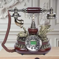 Bewinnner Europäisches Retro Telefon,Schnurgebundenes Antikes Wandtelefon,Festnetztelefon für Zuhause mit Metallbeschaffenheit/Verschleißfestigkeit/Doppelaufstellung Rotes Kupfer 