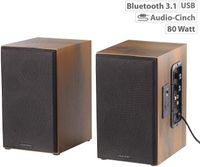 auvisio MSS-90.usb Lautsprecher Holz Gehäuse Aktiver Stereo-Regallautsprecher Bluetooth Boxen Speaker HiFi Audio Anlage Sound Musik