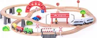 WOODY Vláčkodráha s elektrickou mašinkou a viaduktem, 60 dílů