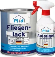 Plid Fliesenlack 0,75l Weiß glänzend + 0,5l Anlauger, für ca. 8m² / Fliesenfarbe