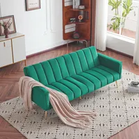 Merax Schlafsofa mit Bettfunktion, Klappbett Bettsofa Klappsofa mit Schlaffunktion, Gästebett Rückenlehne neigbar 105°/140°/180°, 184 x 71 x79cm, Grün