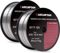 ARCCAPTAIN Cored Wire 0.9 mm 2 kg E71T-GS MIG Welding Wire for Welding Machine without Gas MIG/MAG Flux Welding Wire with Tested, D100 Wire Roll with 20 mm Mandrel, Pack 2