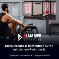 HAMMER Rudergerät Rudermaschine Cobra XTR Plus für zu Hause, Smartphone-/Tablethalterung, Körpergewicht bis 130kg