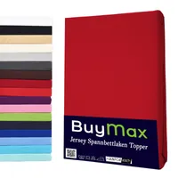 Jersey Topper Spannbettlaken Spannbetttuch 100% Baumwolle  Bettlaken, 140x200 cm, Rot