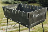 Grill Mangal Koffer Schaschlik für 8 Spießen Klappbar Tragbar, Picknick, Angeln, Reisen, Camping Mangal