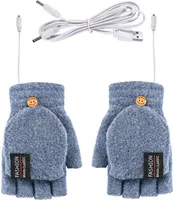 Winter Elektrische Wiederaufladbare Fäustling Beheizte Handschuhe Volle & Halbe Finger Wärmer USB Blue