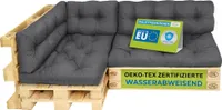 Pillows24 - Polštáře na palety odolné proti vodě a UV záření - SADA 6 | polštáře na europalety 120x80 - nábytek z palet - venkovní/venkovní, tmavě šedá