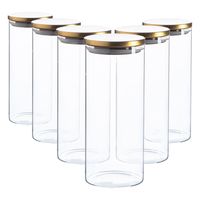 Argon Ta Glas Vorratsgläser mit Metalldeckeln - Moderne Moderne KÃ1/4che Lebensmittel Speicherbehälter - Silikondichtung - 1,5 Liter - Gold - Packung mit 6