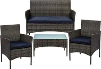 Lounge Set 4tlg. Balkon Möbel Gartengruppe Sitzgarnitur Sitzgruppe Polyrattan