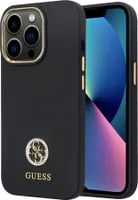 Guess Guhcp13Lm4Dgpk Hülle Für Iphone 13 Pro / 13 - Schwarzes Silikon Logo Strass 4G