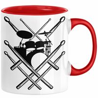 Drummer Schlagzeug-Spieler Geschenk Tasse Geschenkidee Kaffee-Becher Schlagzeuger Schlagzeug Stick (Rot)