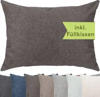 Selfitex Dekokissen XXL 60x80 inkl. Füllkissen, weiches Lesekissen, Rückenkissen, Sofakissen, für Couch, Bett oder als Polster, Farbe: Braun