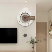 Wanduhr, 65*43cm, pünktlich leise 45°-Schwenk Wanduhr für Wohnzimmer