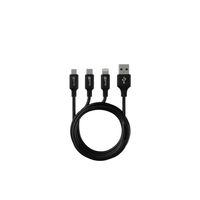 prio 3in1 Micro USB & USB C & Apple Kabel zu USB A Kabel 3A 0.6m schwarz