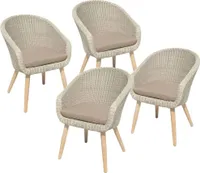 Garden Pleasure Stuhl ARVADA 4er Set mit Auflage - Modernes Kunststoffgeflecht