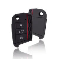mt-key Schlüsseltasche Autoschlüssel Softcase Silikon Schutzhülle Schwarz,  für VW Golf 7 Polo Seat Leon Ibiza Skoda Superb Octavia Rapid 3 Tasten
