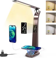 3-in-1-Leuchte mit kabelloser Ladestation für Mobiltelefone, LED-Lampe Induktions-Ladegerät (3 Farbtemperaturen, 3 Helligkeitsstufen, kabellose Qi-Lad